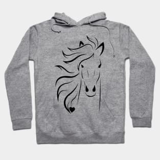 Black design horse and heart Hoodie